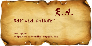 Rövid Anikó névjegykártya